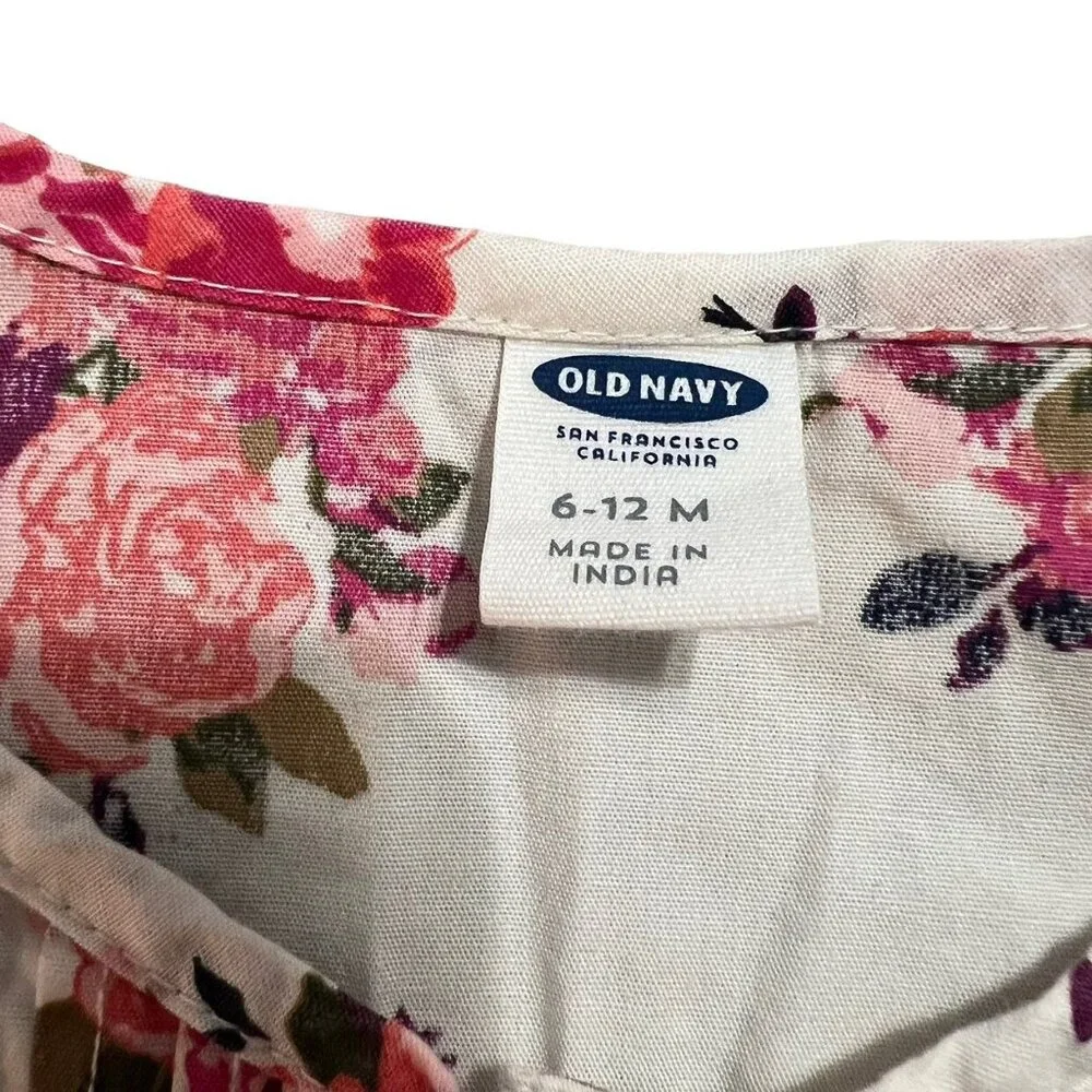 Old Navy 6-12m Floral Rose Print Peplum Blouse